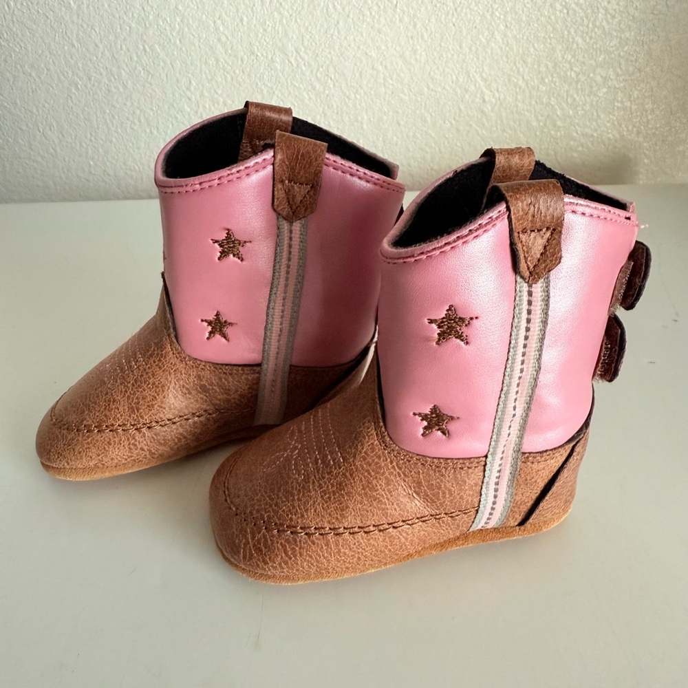 Charming Pink and Brown Star Kids Boots - Picture 2 of 5